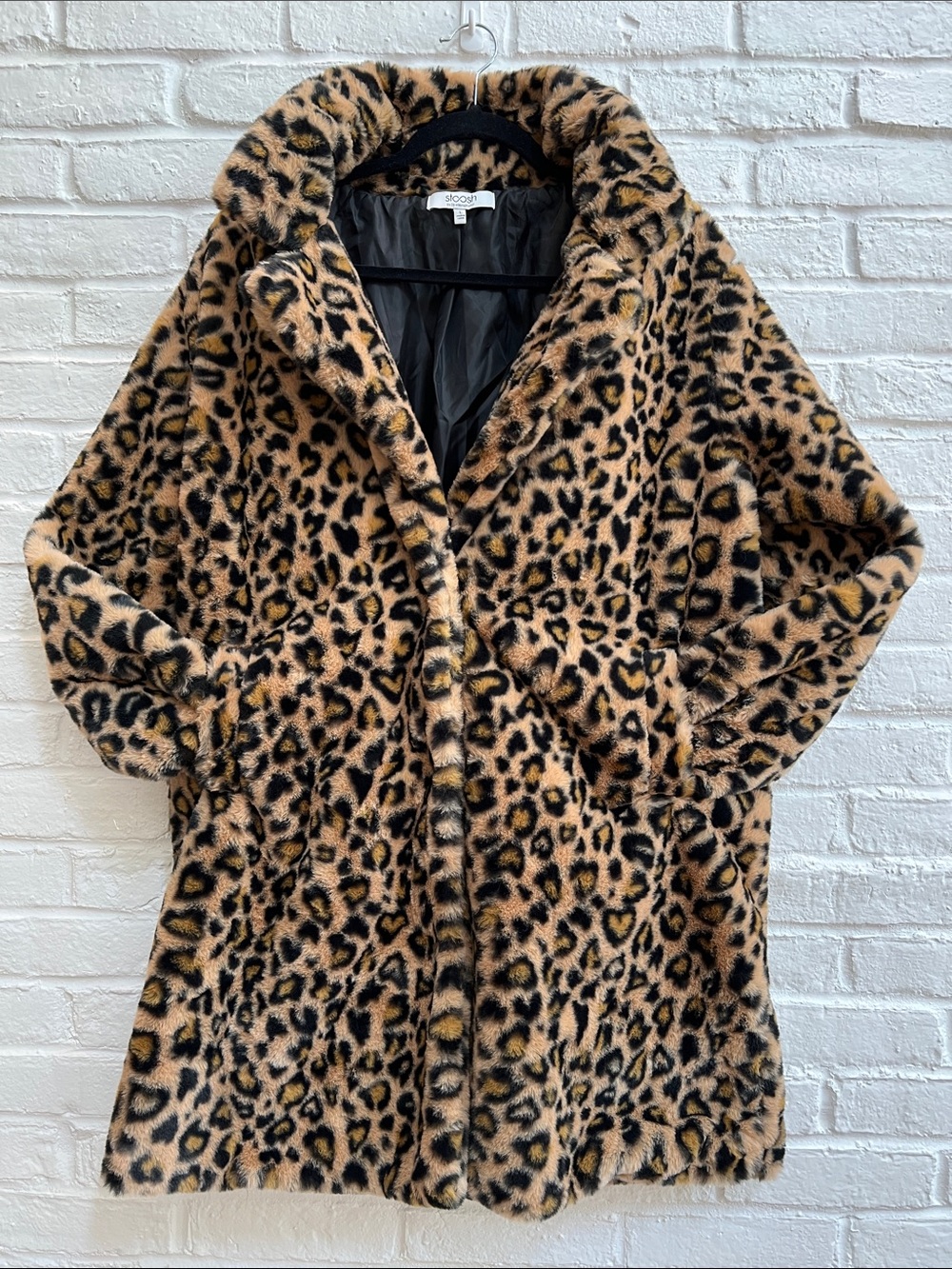 26 INTERNATIONAL Classic Leopard Teddy CarCoat Notch Collar Lined LongSleeves LG - Picture 14 of 16